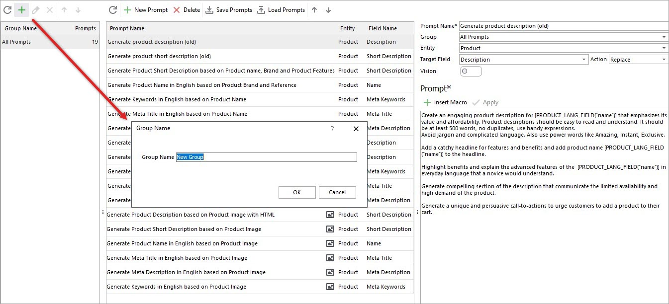 PrestaShop ChatGPT Prompt Groups