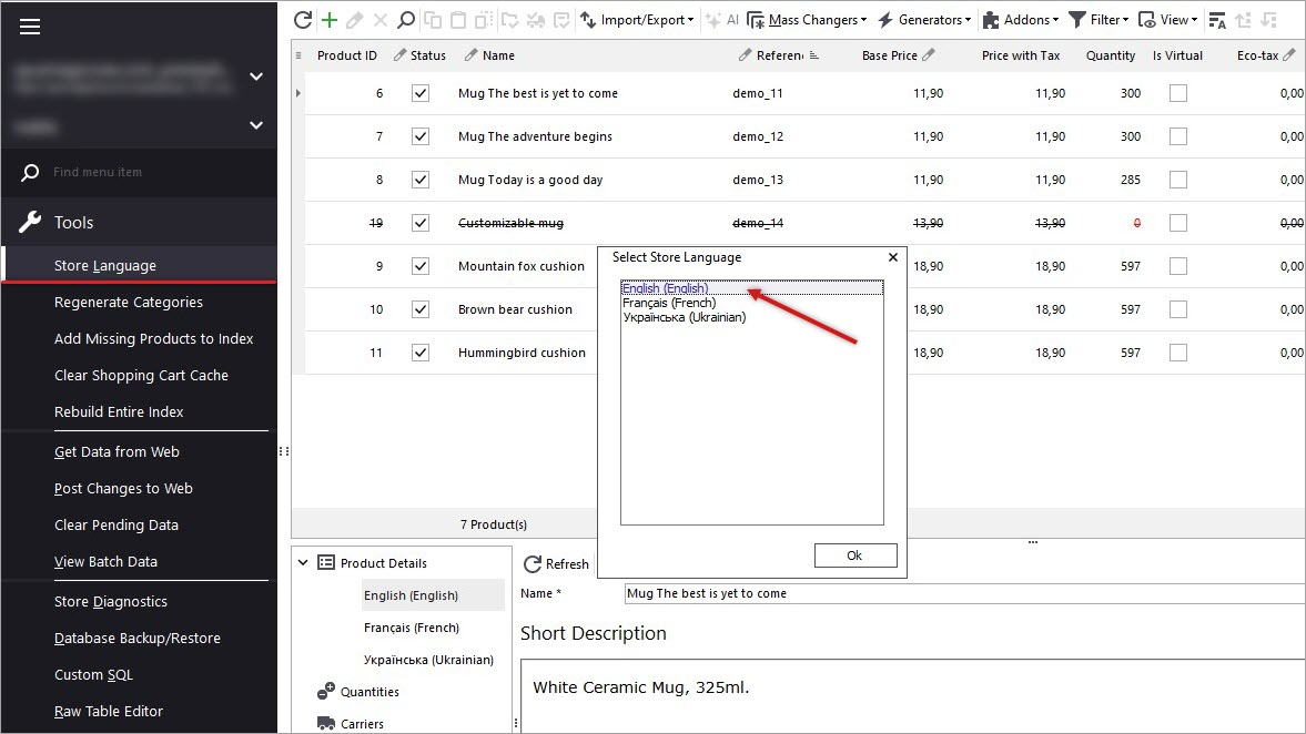 PrestaShop Store Language Before Description Traslation with Gemini